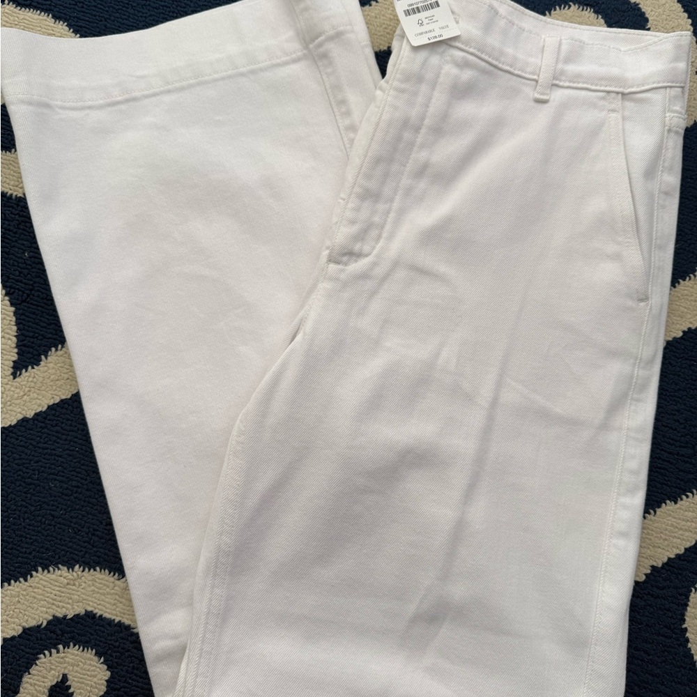 J. Crew White Drapey Denim Trousers Size 30 White Cotton Blend NWT - Picture 3 of 5
